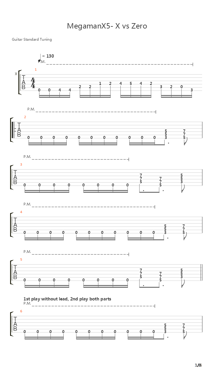 Mega Man X5(洛克人X5) - X Vs Zero (Extended 1 Or 2 Minutes More)吉他谱