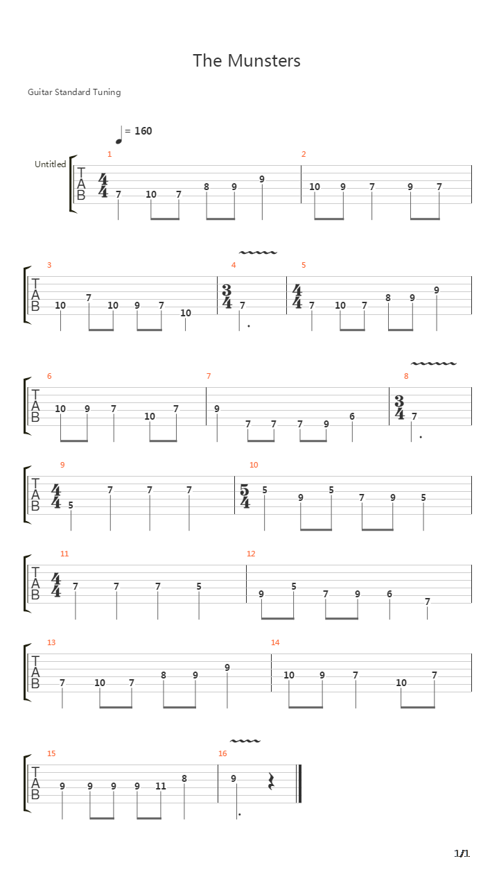 The Munsters(《明斯特一家》电影主题曲)吉他谱