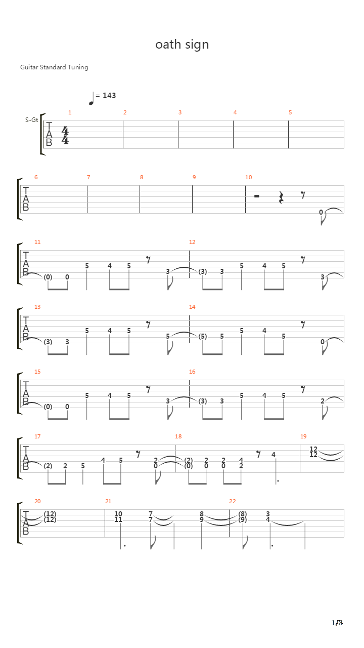 Fate zero OP - Oath Sign吉他谱