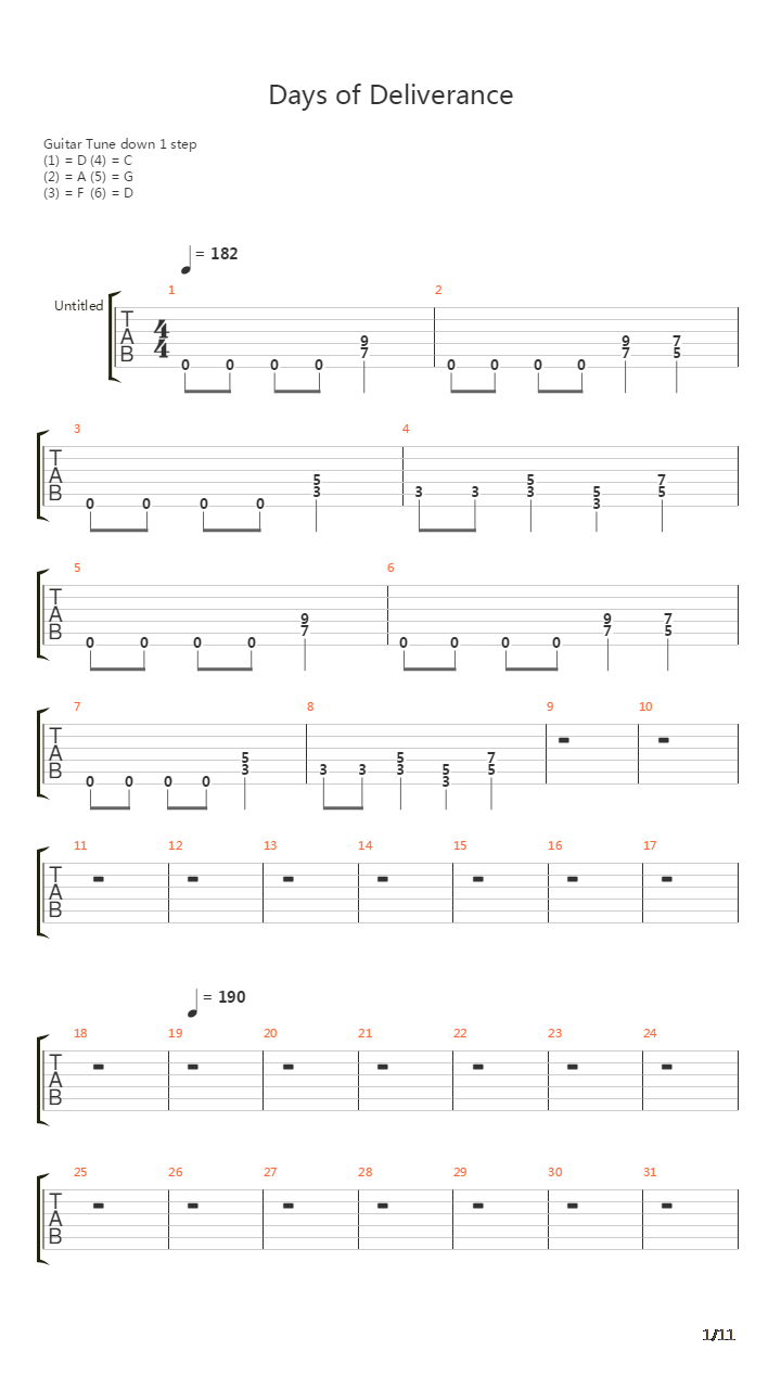 Days Of Deliverance吉他谱