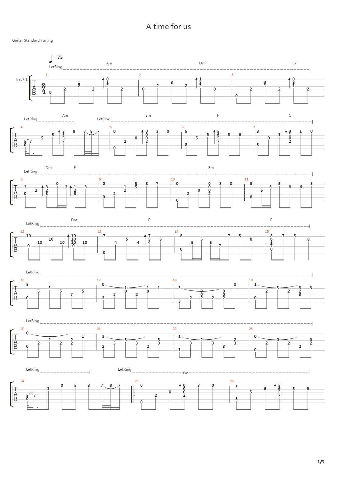 A Time For Us吉他谱
