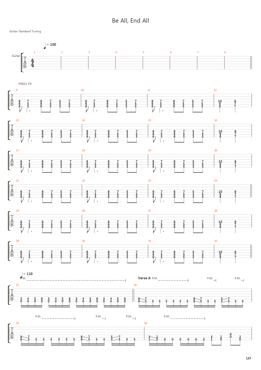 Be All End All V.2吉他谱