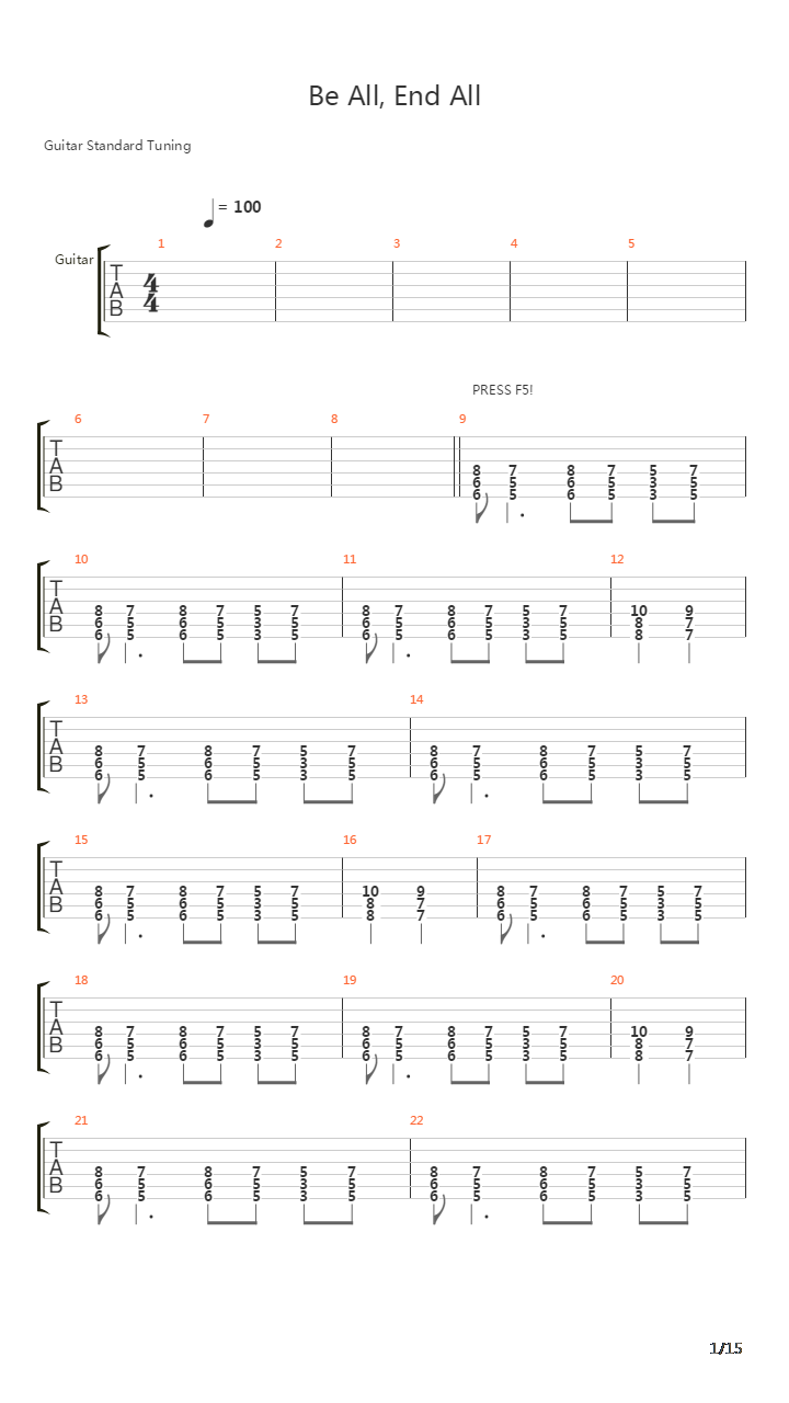 Be All End All V.2吉他谱