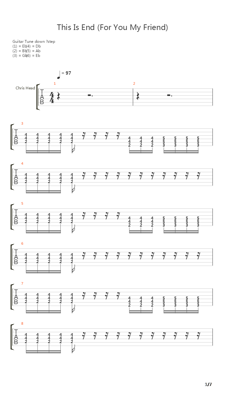 This Is The End For You My Friend吉他谱