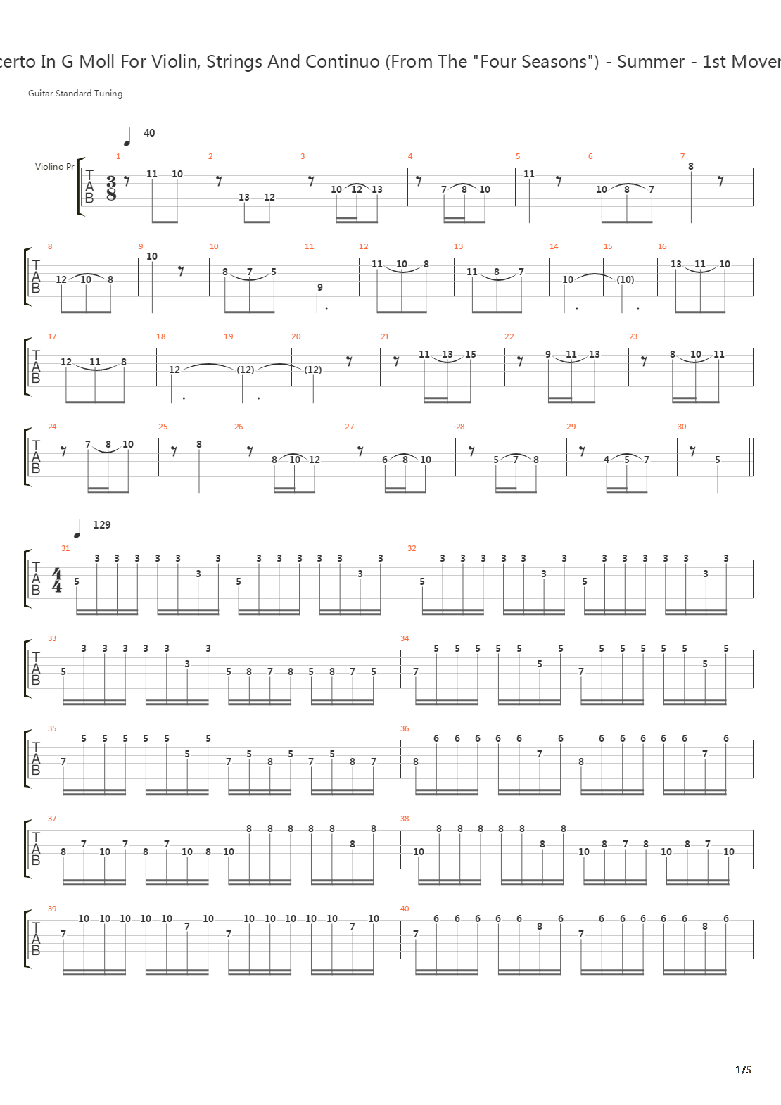 Four Seasons Summer 1st Movement吉他谱