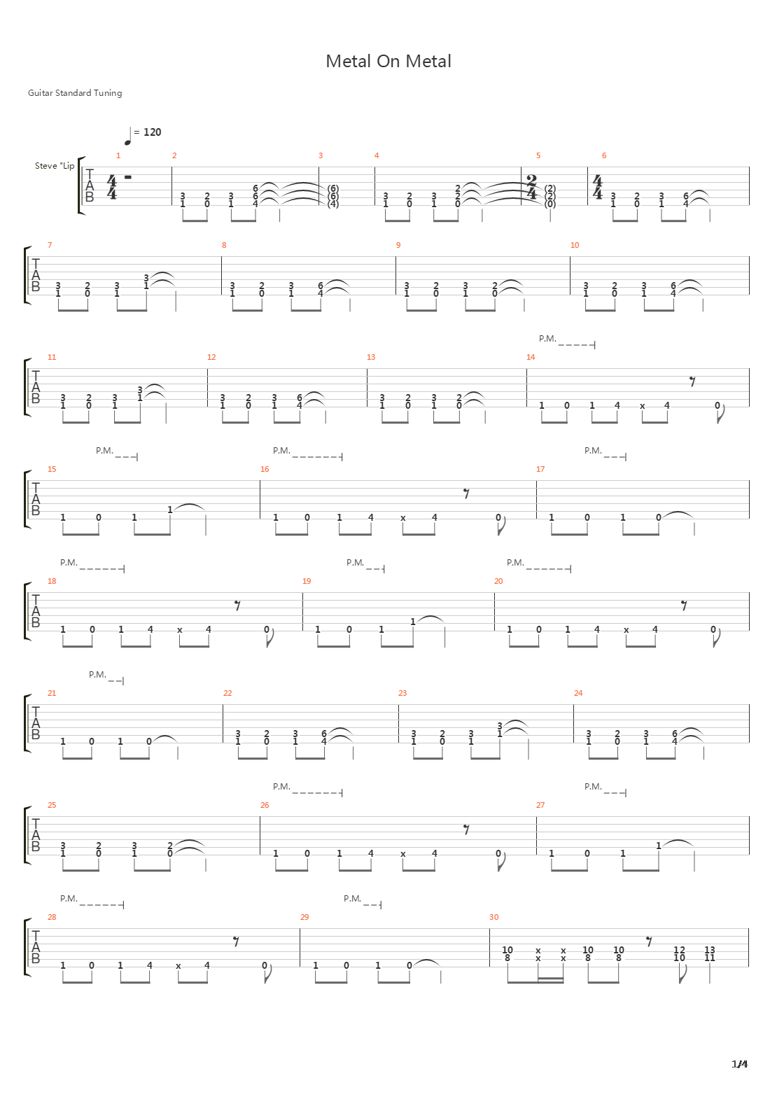 Metal On Metal吉他谱