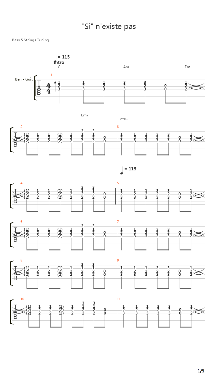'Si' N'existe Pas吉他谱