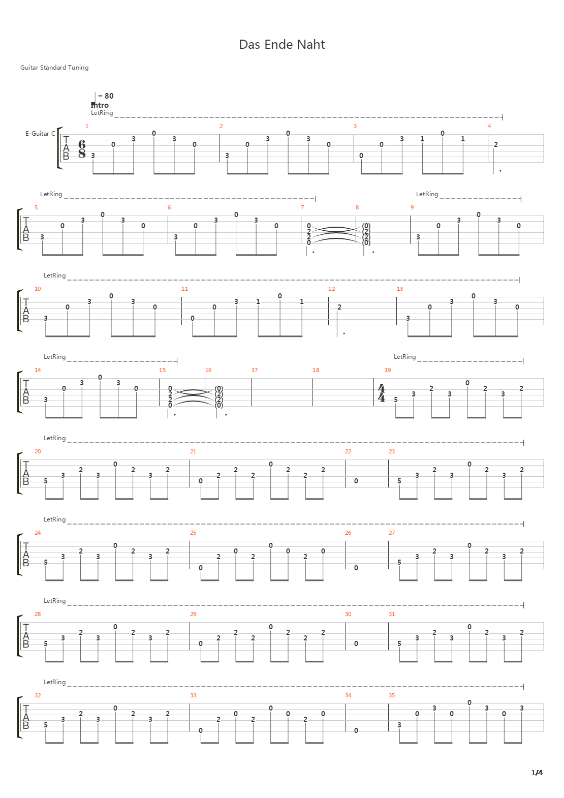 Das Ende Naht吉他谱
