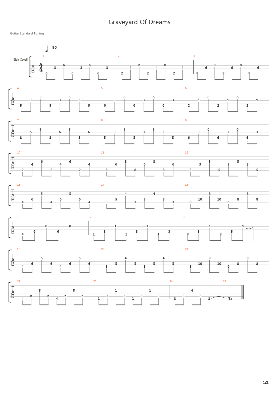 Graveyard Of Dreams吉他谱