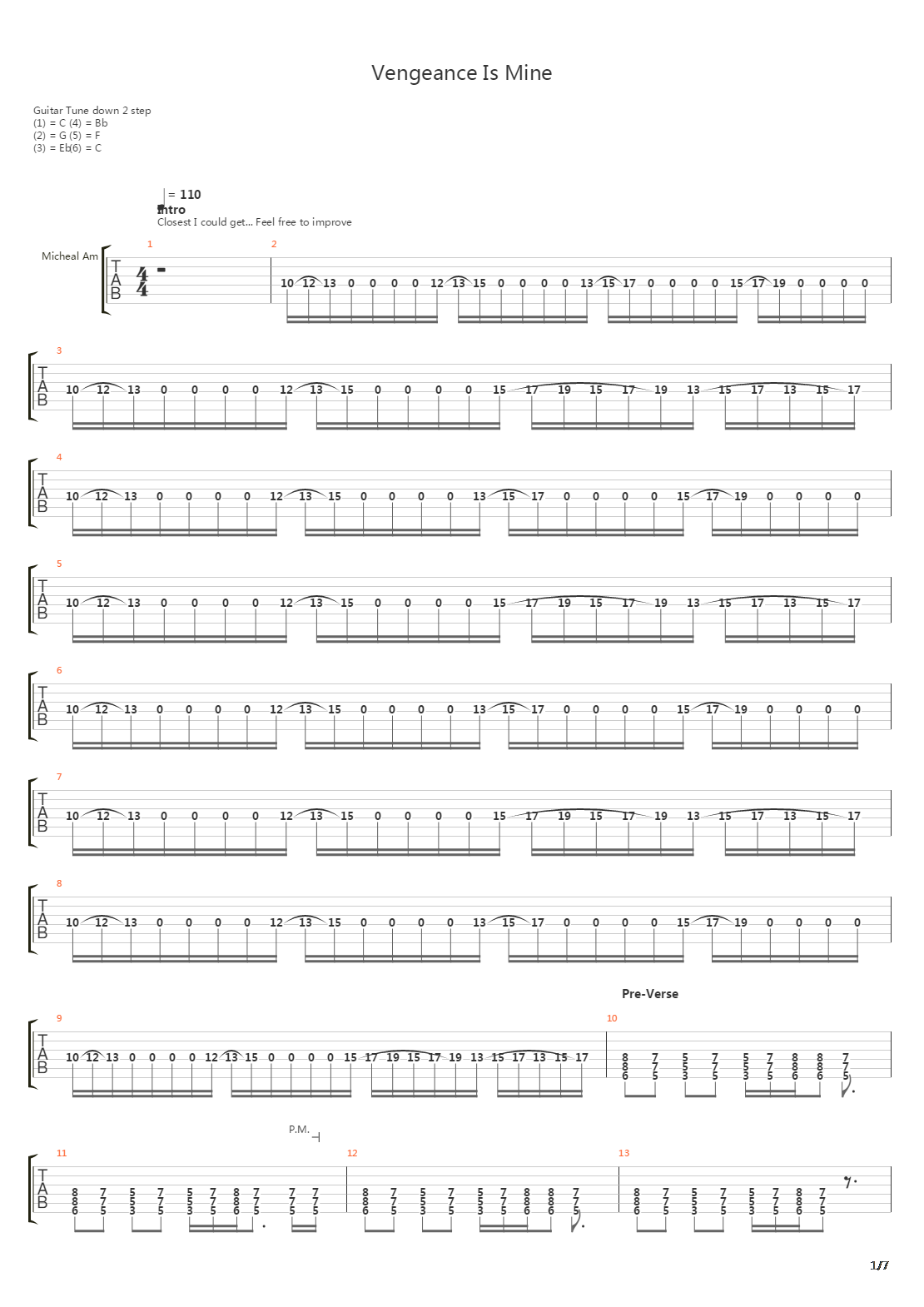 Vengeance Is Mine吉他谱