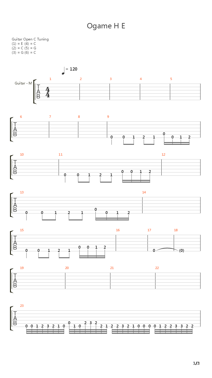 Ogame H E吉他谱