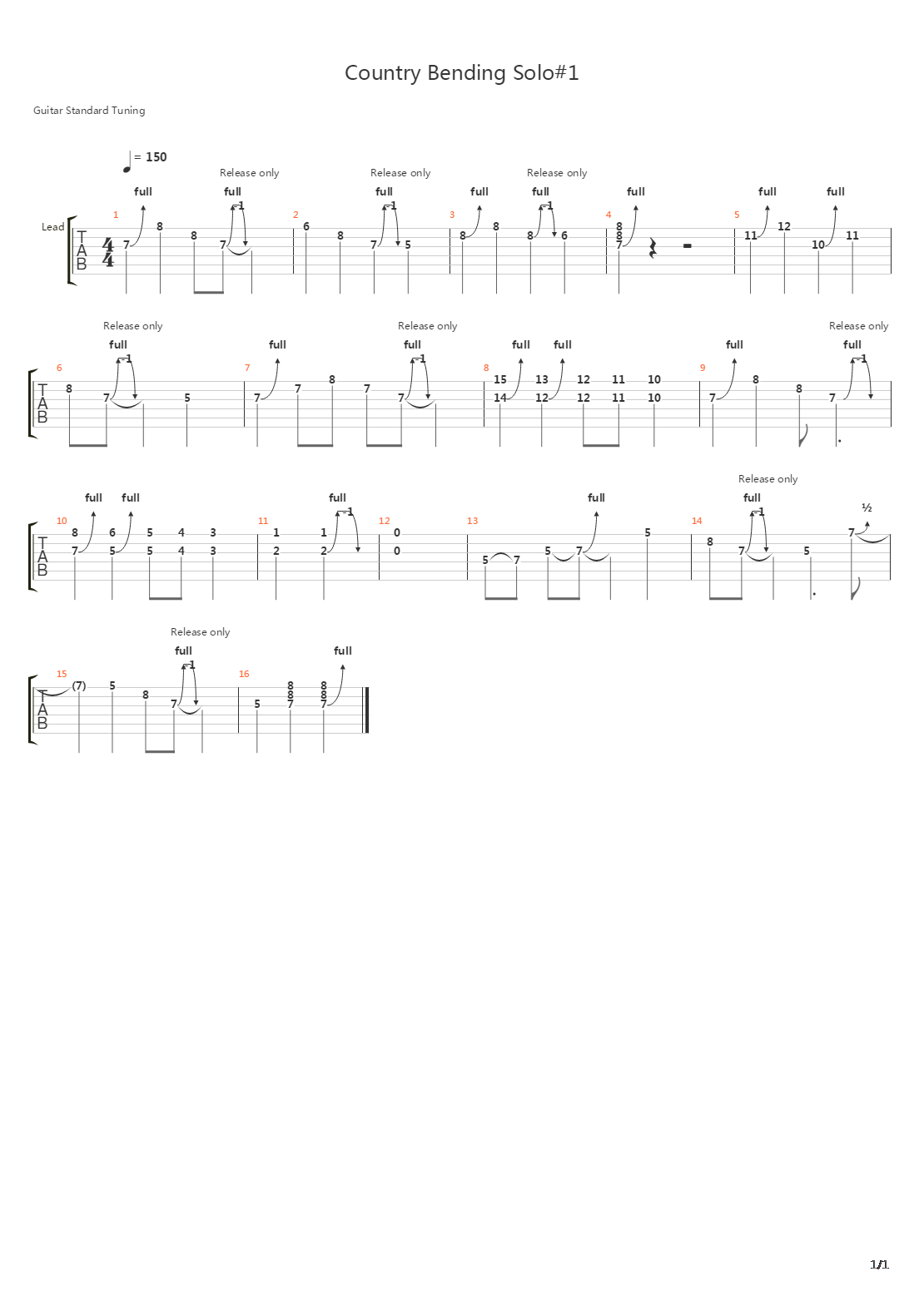 Country Bending Solo 1吉他谱
