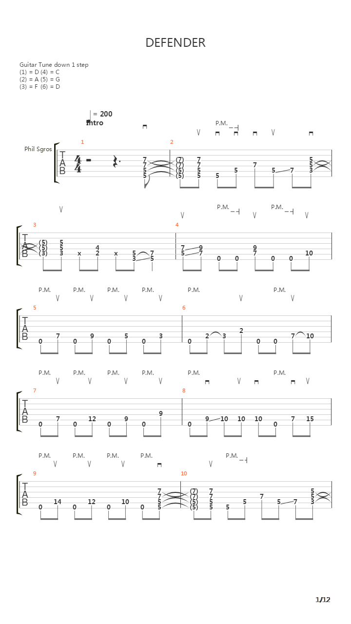 Defender吉他谱