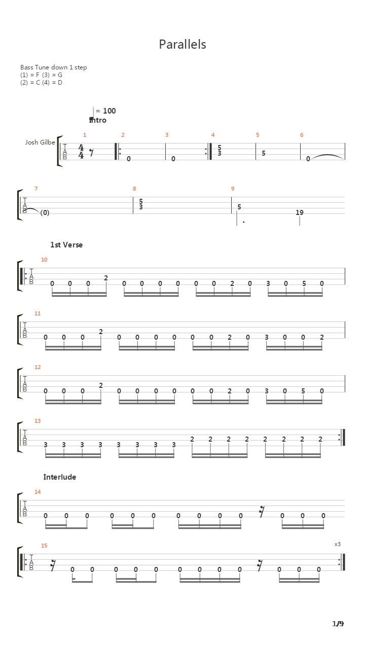 Parallels吉他谱