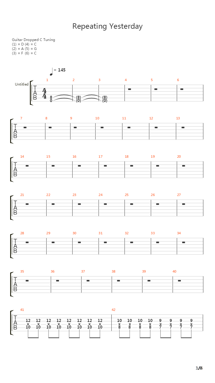 Repeating Yesterday吉他谱