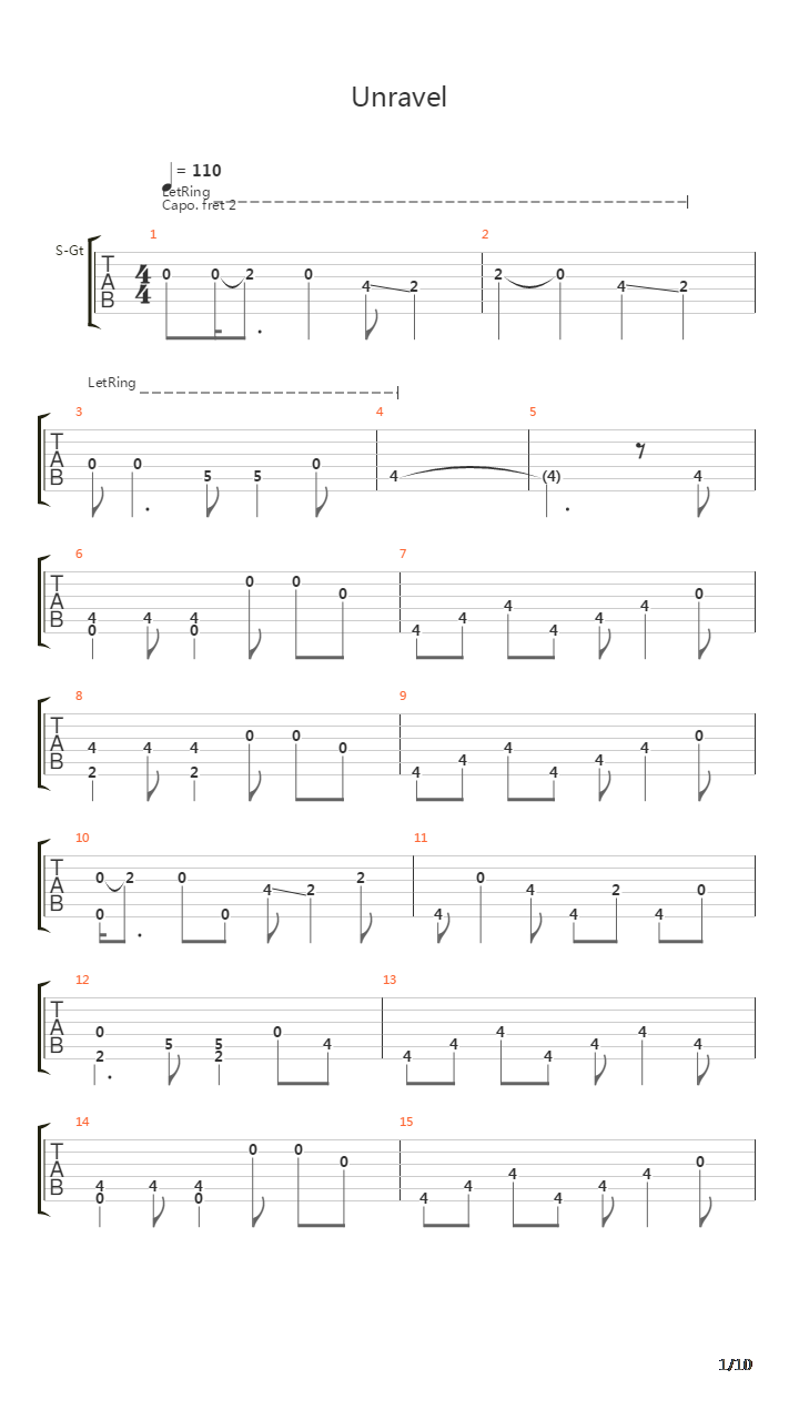 Unravel(东京食尸鬼)吉他谱