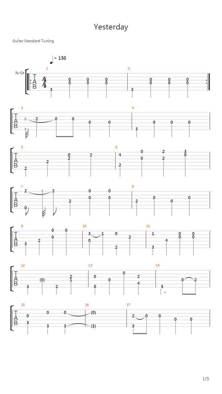 Yesterday吉他谱