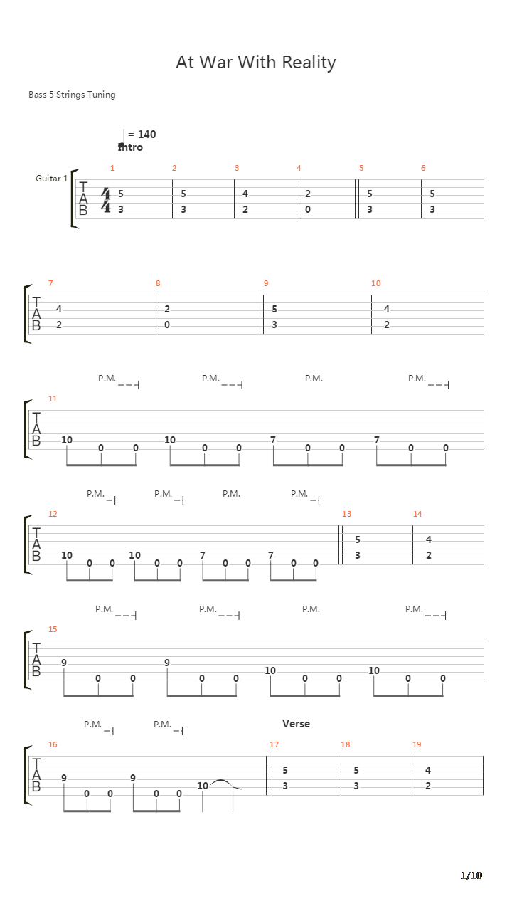 At War With Reality吉他谱