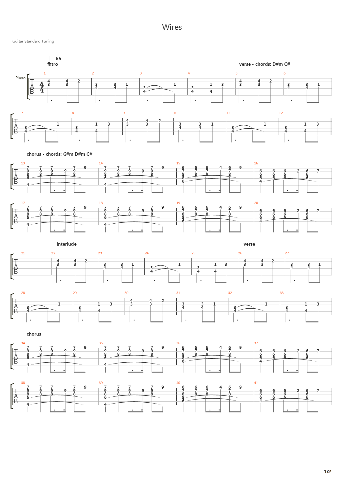 Wires吉他谱