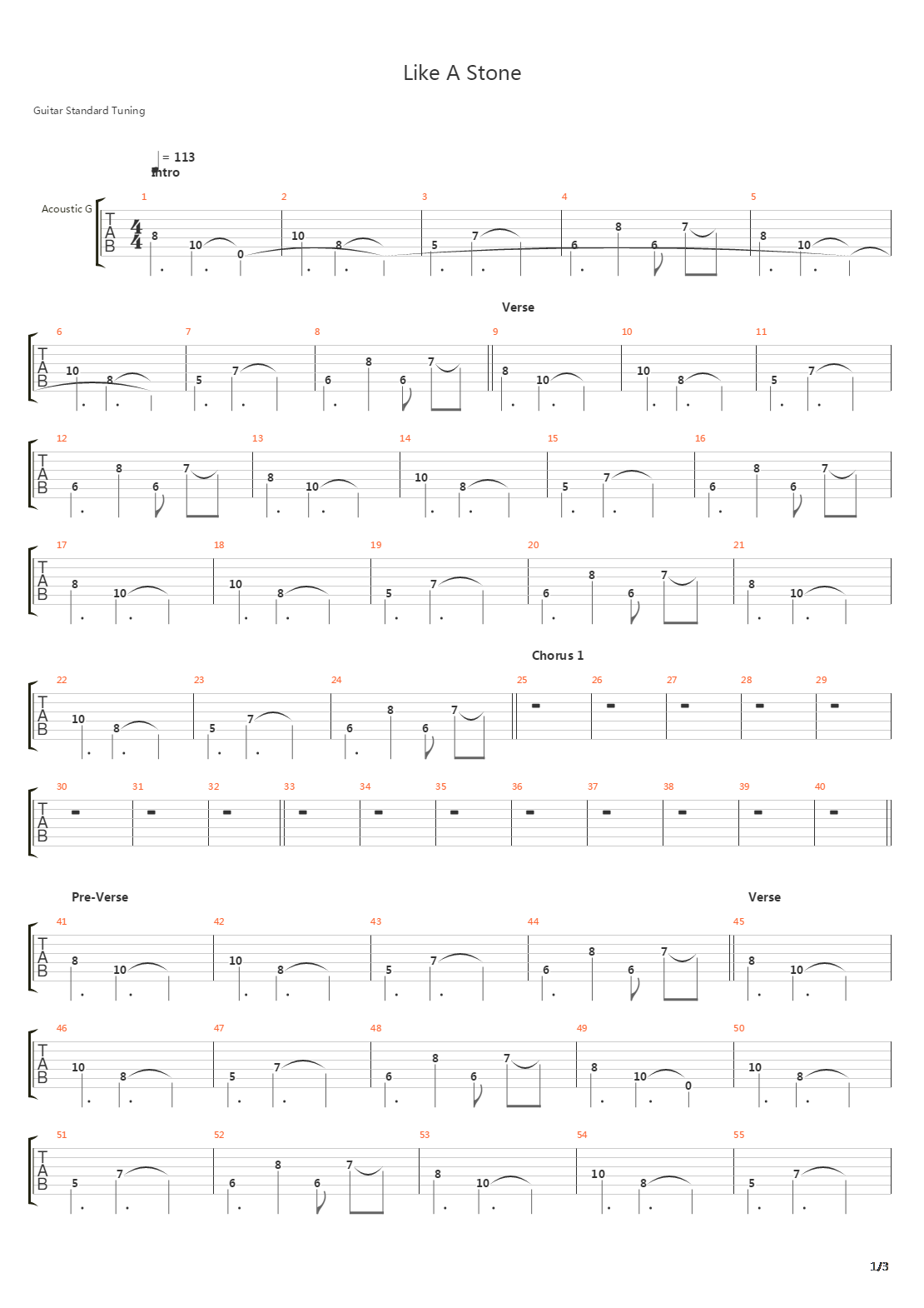 Like A Stone吉他谱