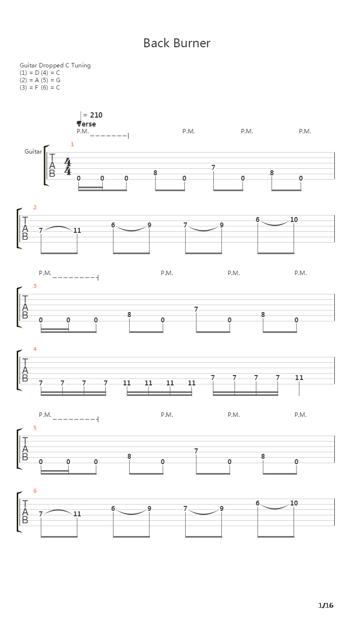 Back Burner吉他谱