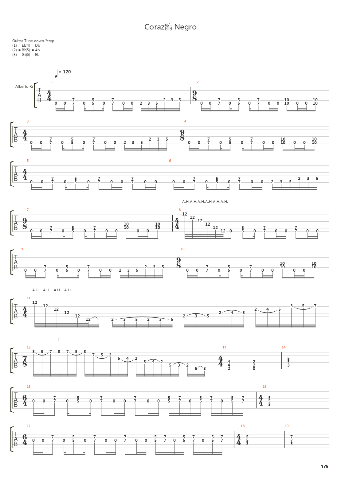 Corazón Negro吉他谱
