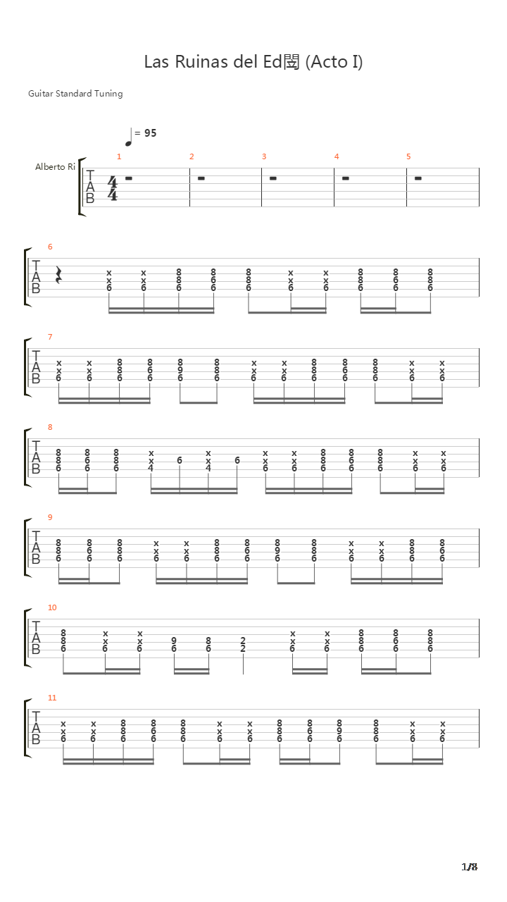 Las Ruinas Del Eden Acto I吉他谱
