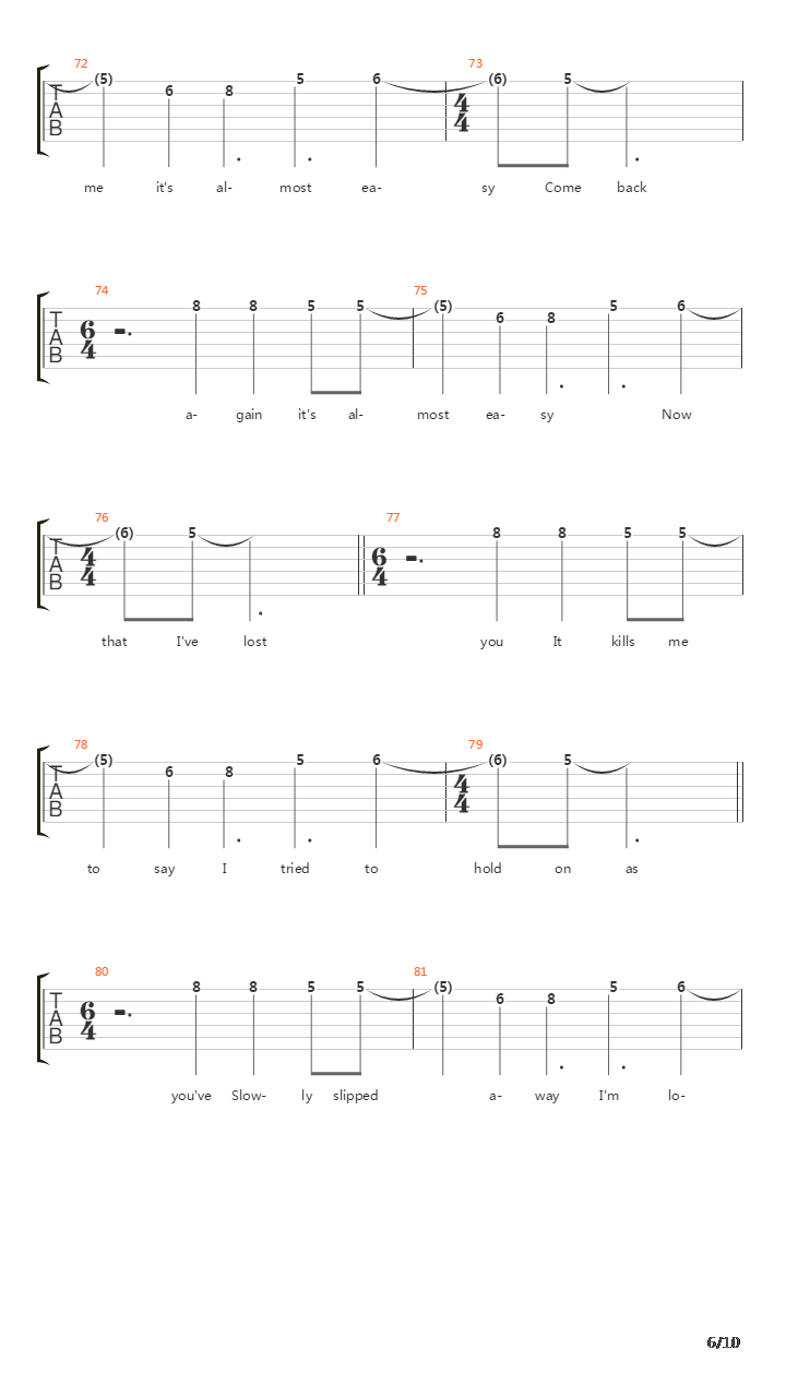 Almost Easy (Drop D)吉他谱