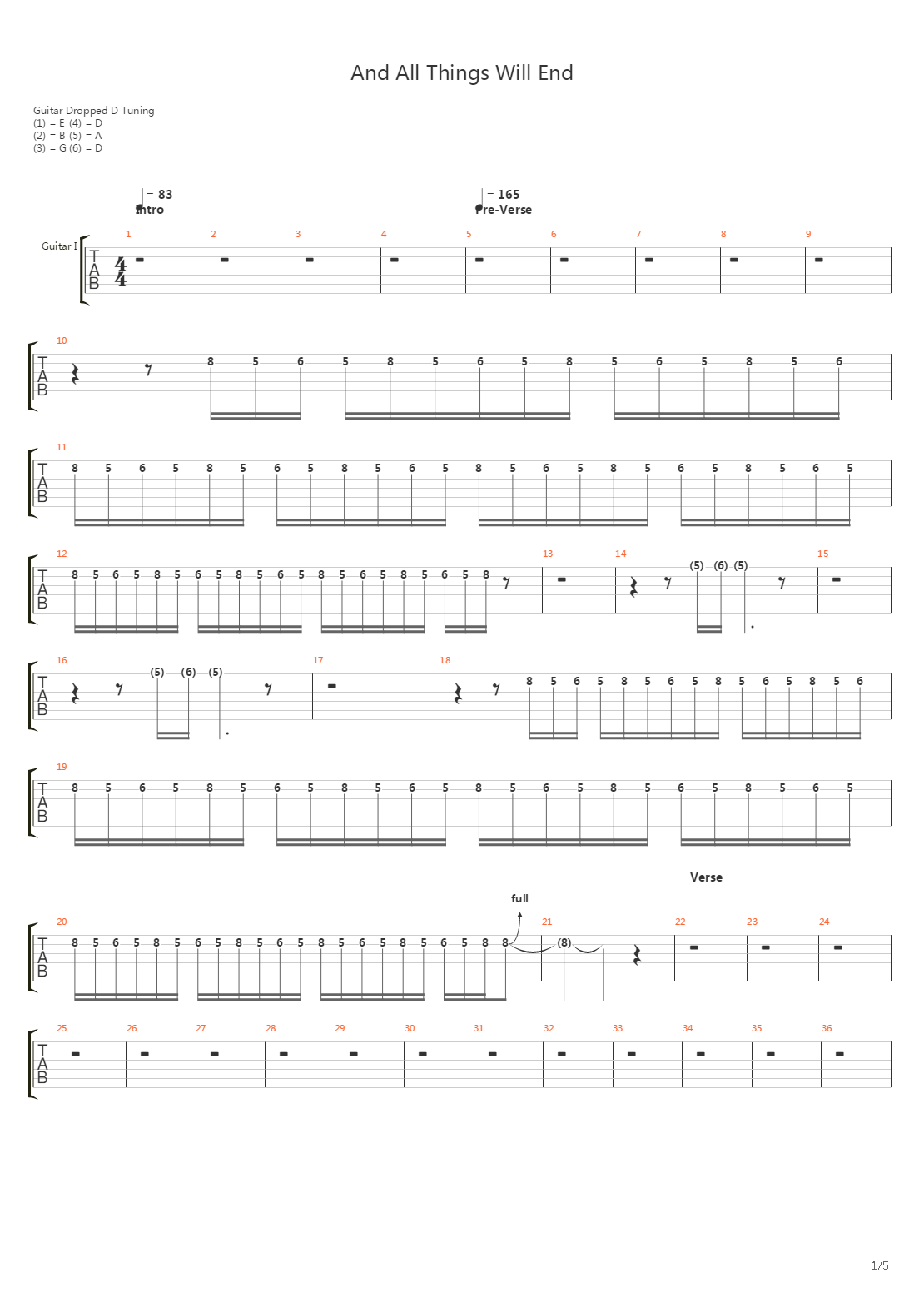 And All Things Will End吉他谱