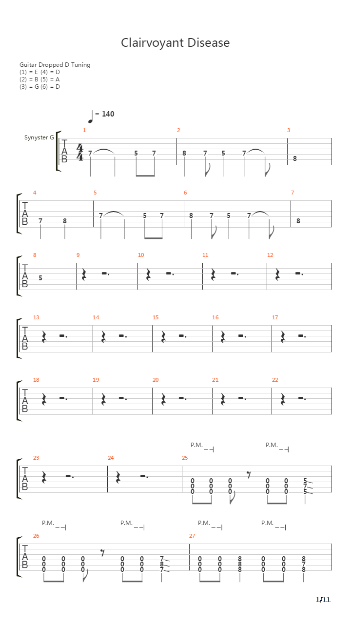 Clairvoyant Disease吉他谱