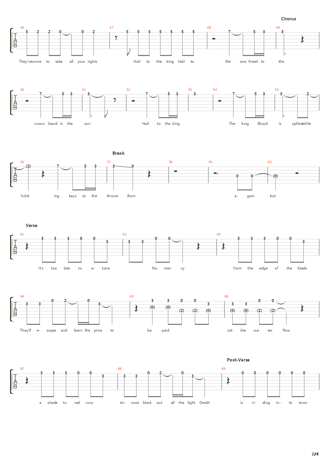 Hail To The King吉他谱
