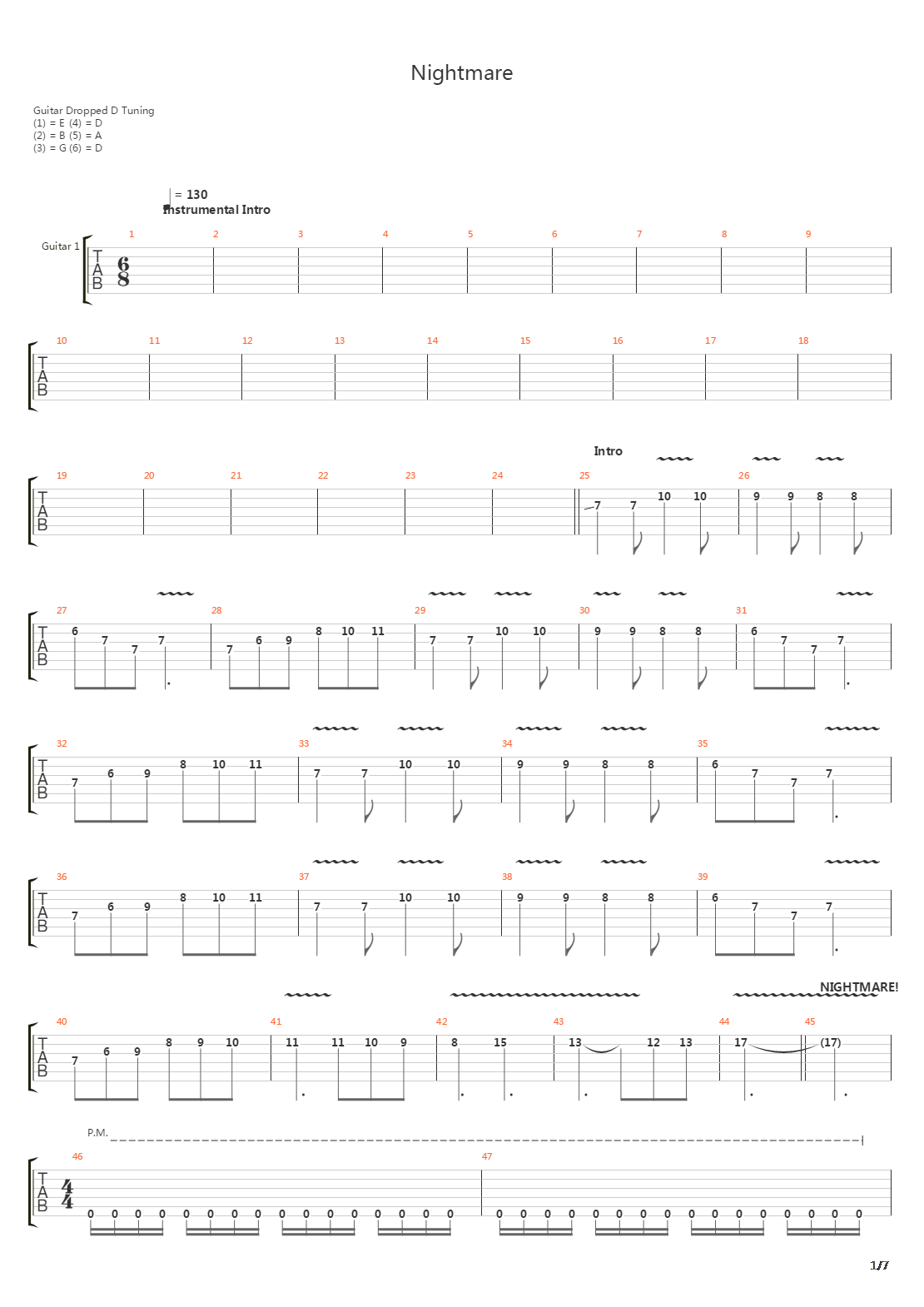 Nightmare (2 Guitars)吉他谱