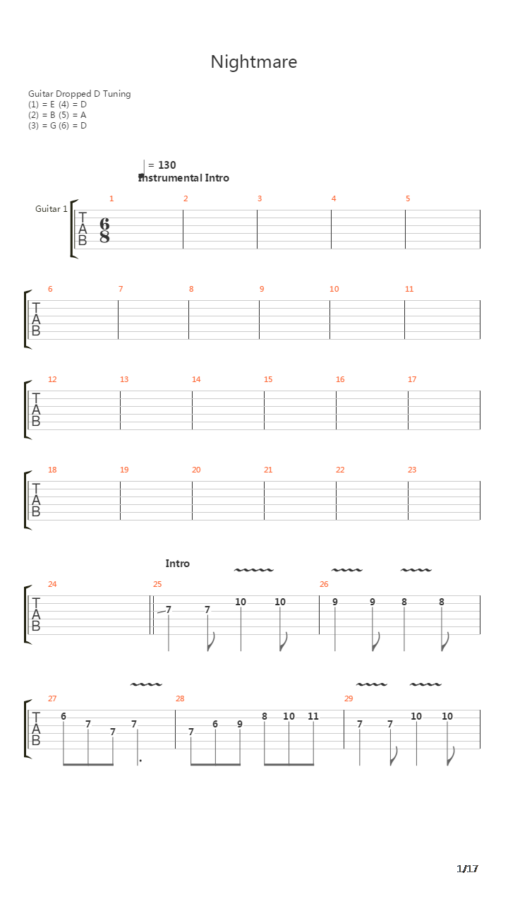Nightmare (2 Guitars)吉他谱