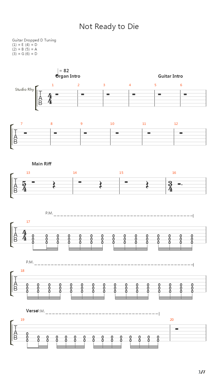 Not Ready To Die吉他谱