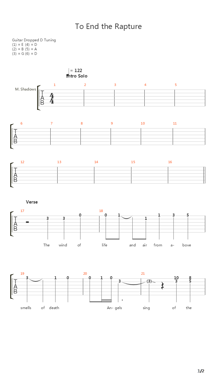 To End The Rapture吉他谱