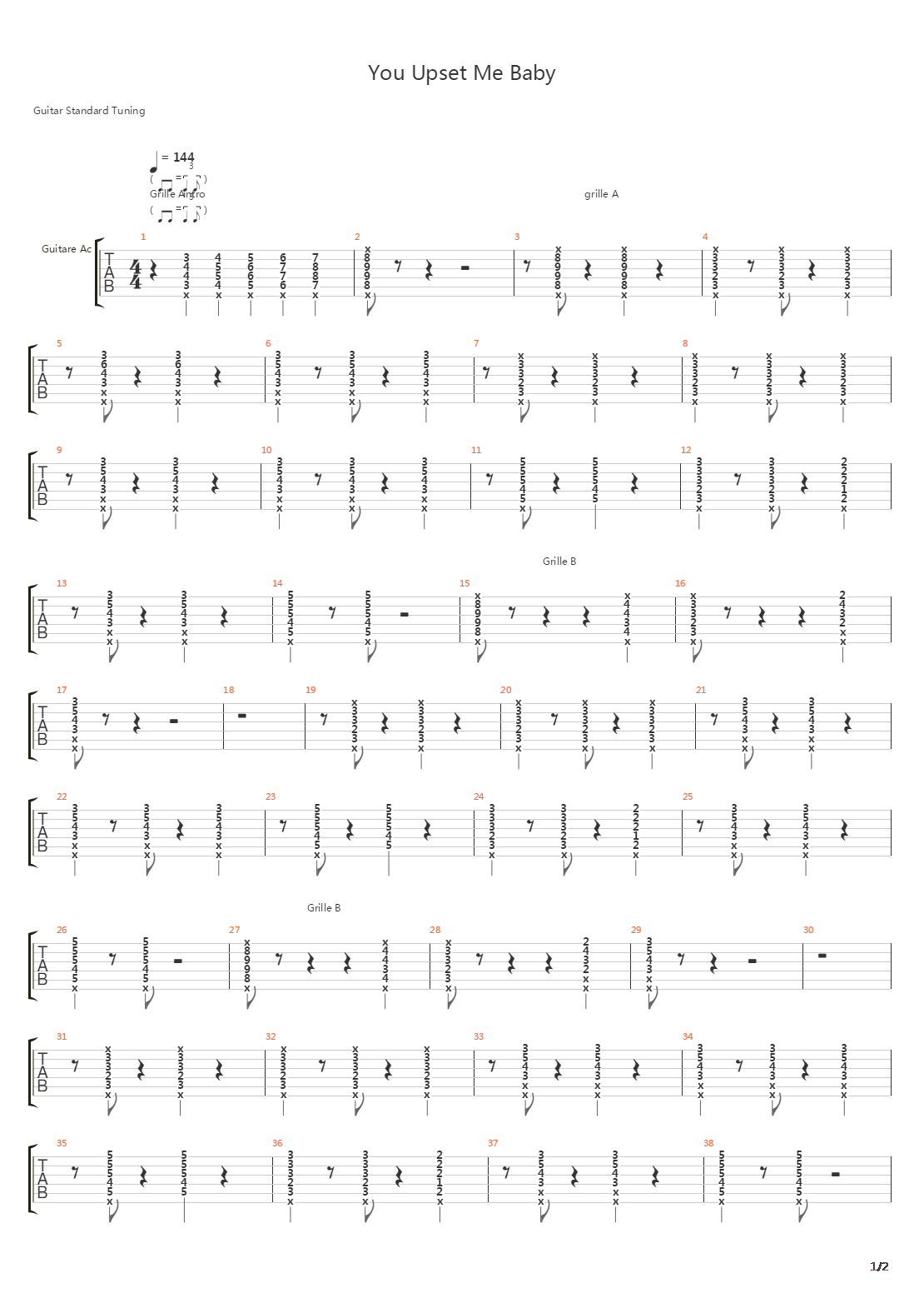You Upset Me Baby吉他谱