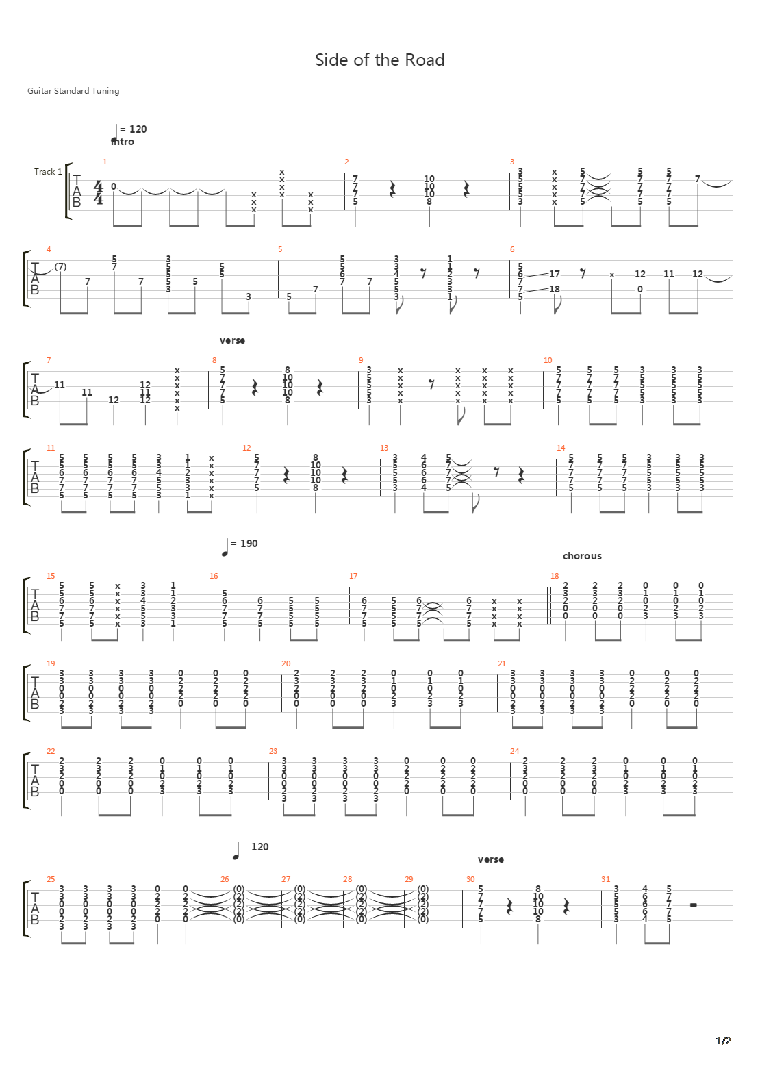 Side Of The Road吉他谱