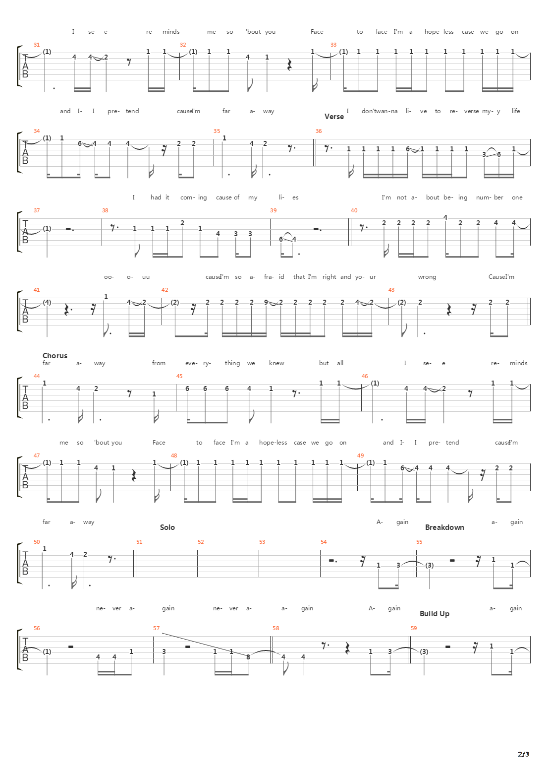 Abandon吉他谱