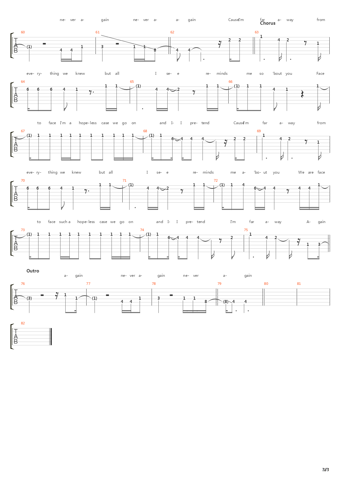 Abandon吉他谱