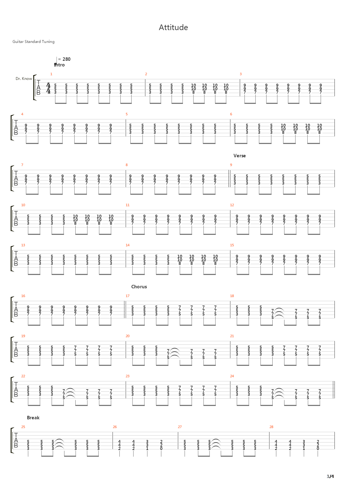 Attitude吉他谱
