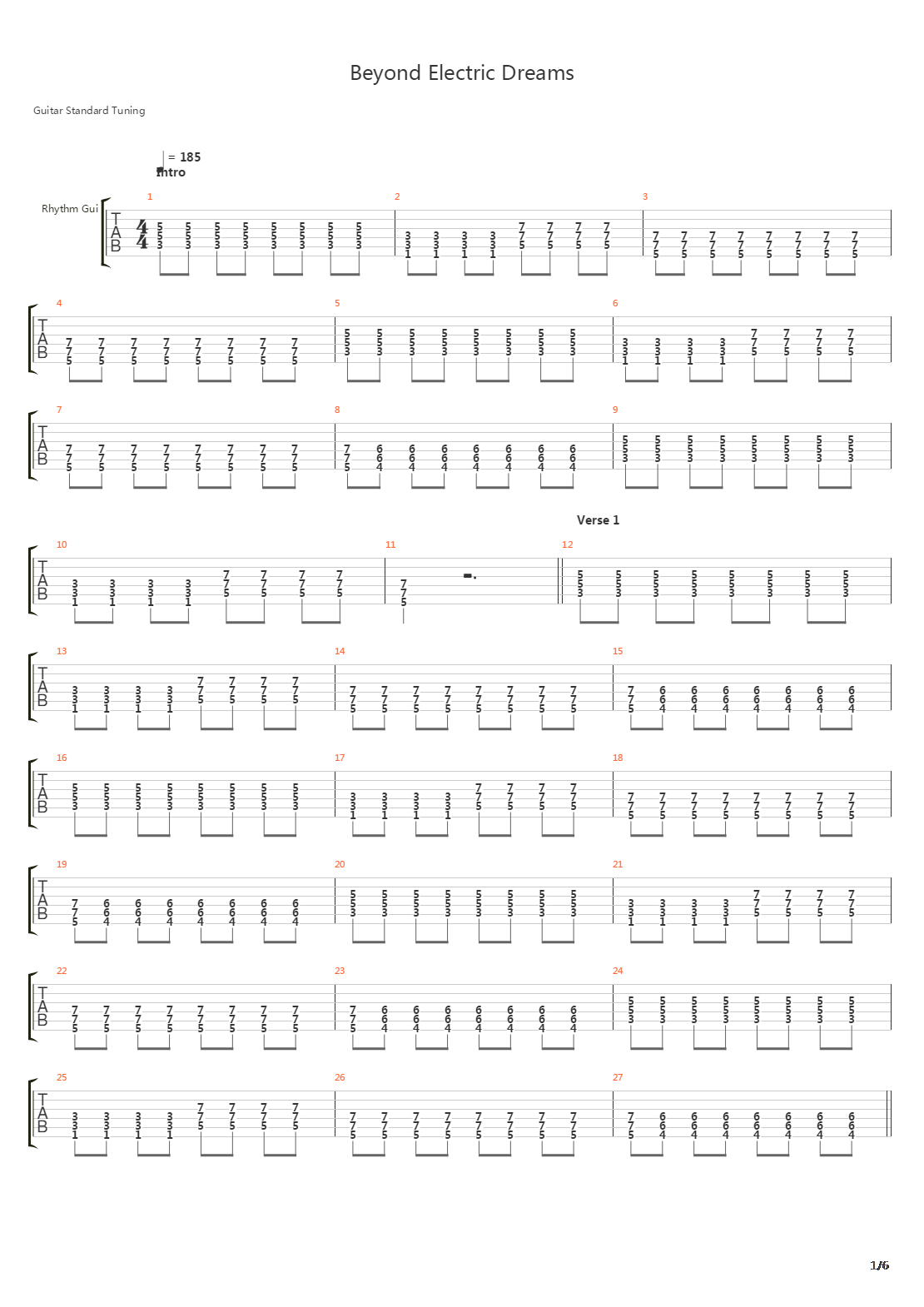 Beyond Electric Dreams吉他谱