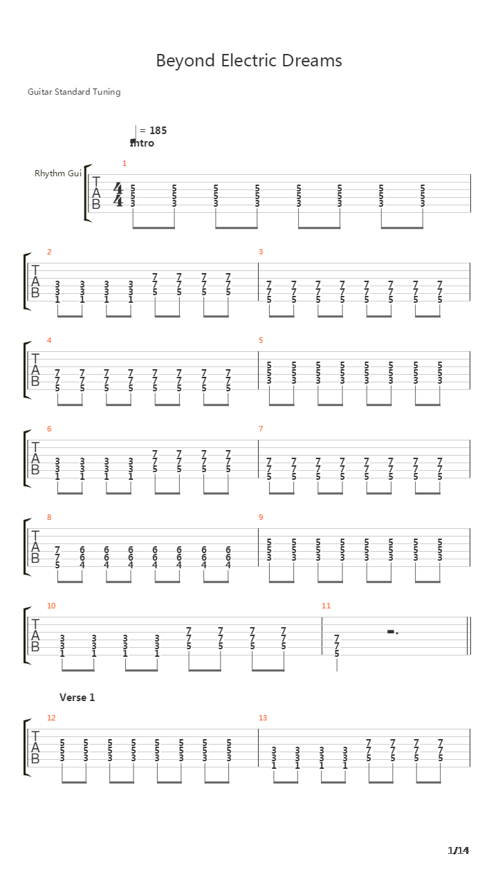 Beyond Electric Dreams吉他谱