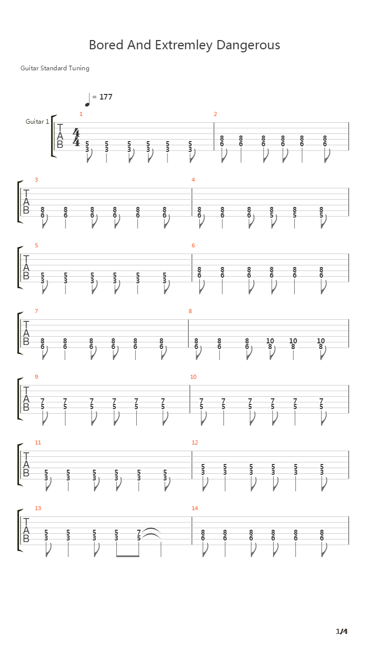 Bored And Extremely Dangerous吉他谱
