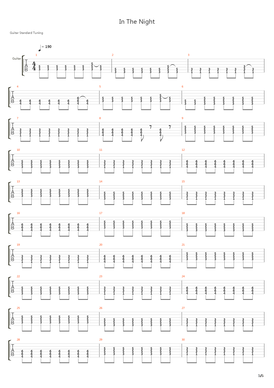 In The Night吉他谱
