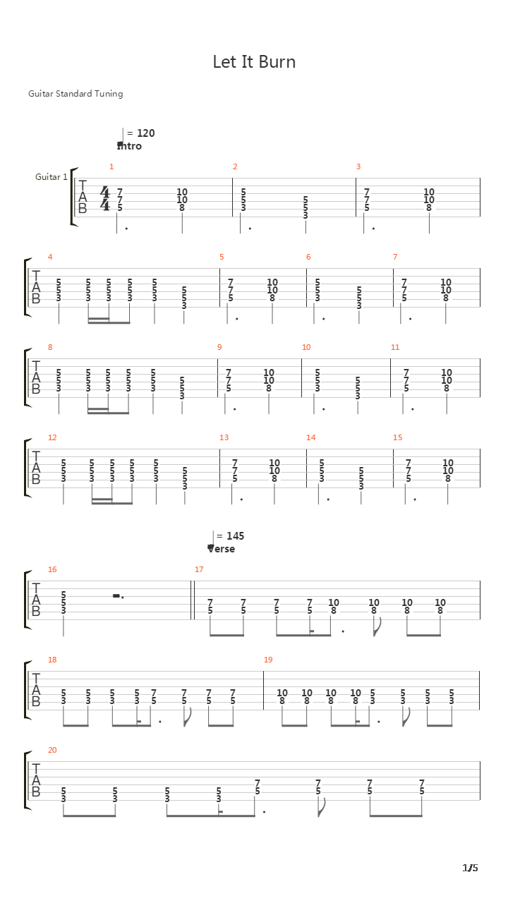 Let It Burn吉他谱