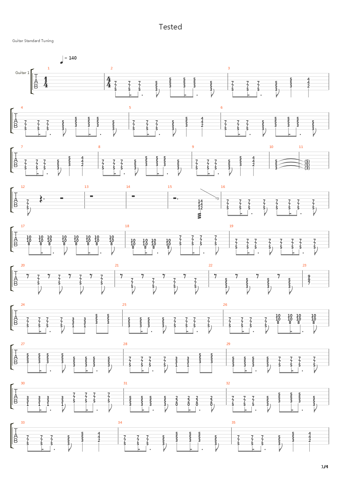 Tested吉他谱