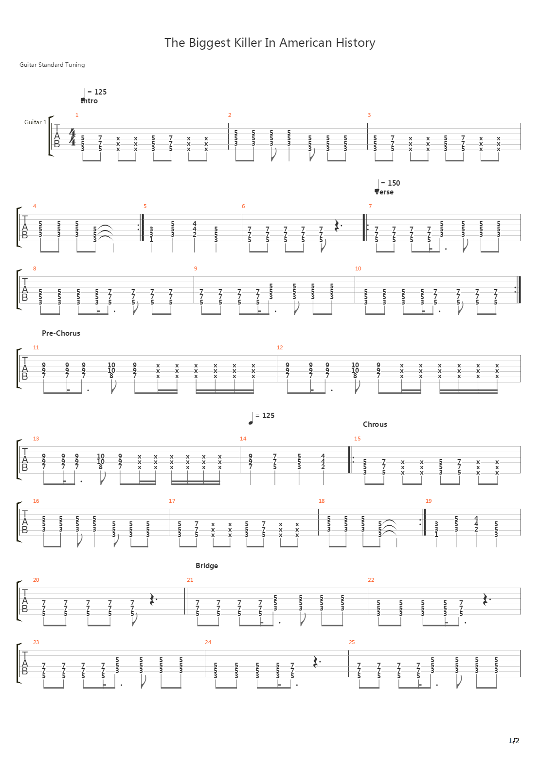 The Biggest Killer In American History吉他谱