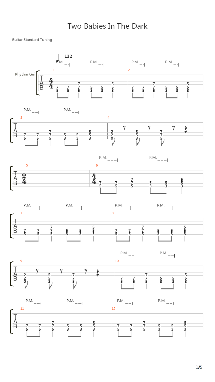 Two Babies In The Dark吉他谱