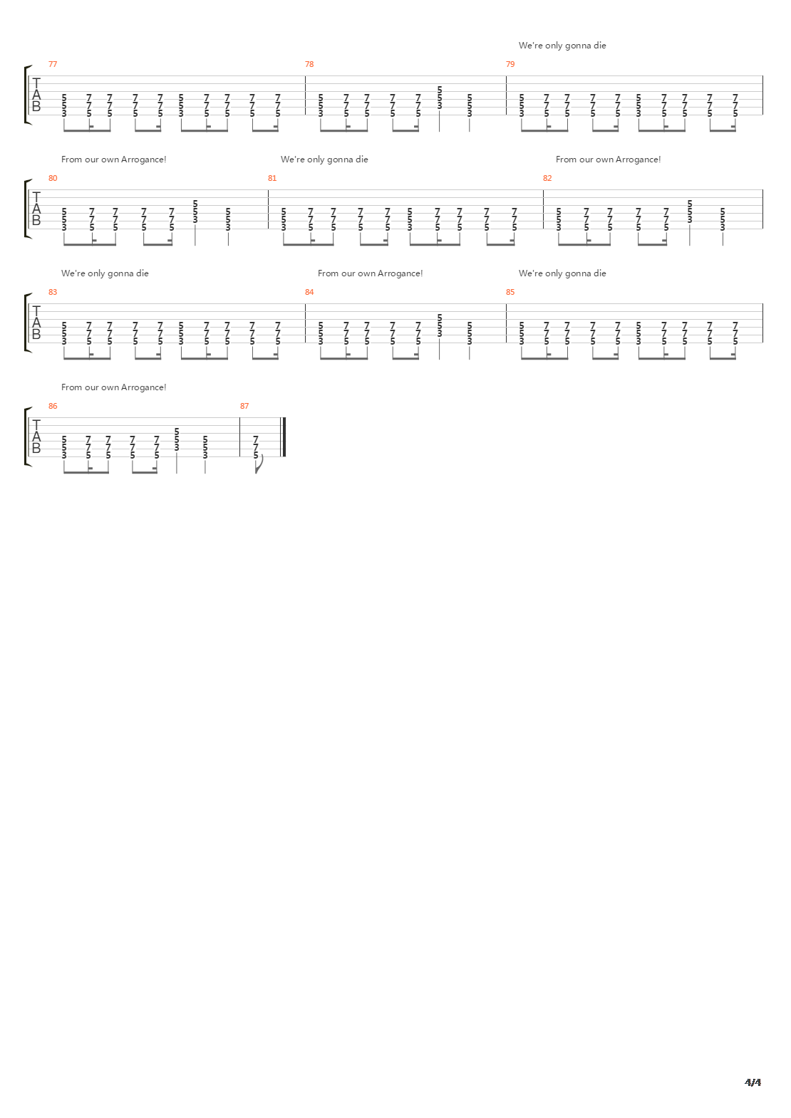We're Only Gonna Die From Our Own Arrogance吉他谱