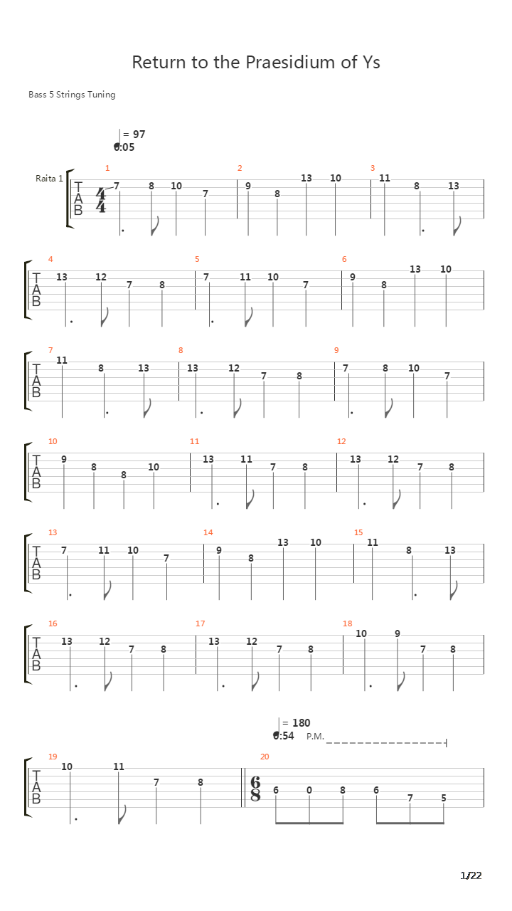 Return To The Praesidium Of Ys吉他谱